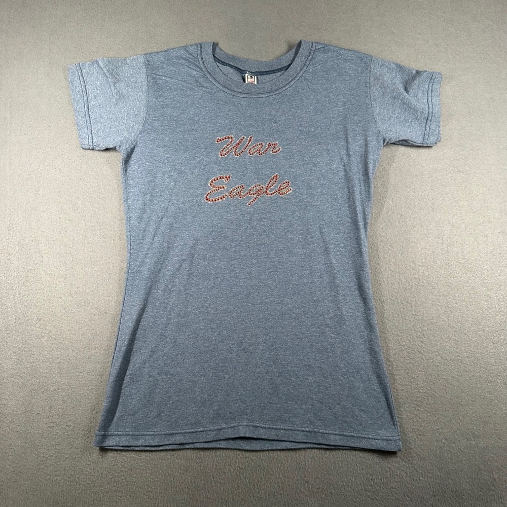 Auburn Tigers Shirt Womens Large Boxercraft Girl War Eagle Blue SS T-Shirt Fitte